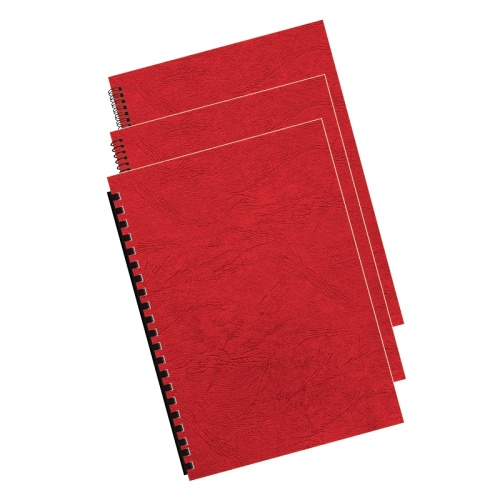 Обложка картонная Delta, А4, 250 гр/м. (100 шт.), красная, с тиснением под кожу, Fellowes, FS-53703